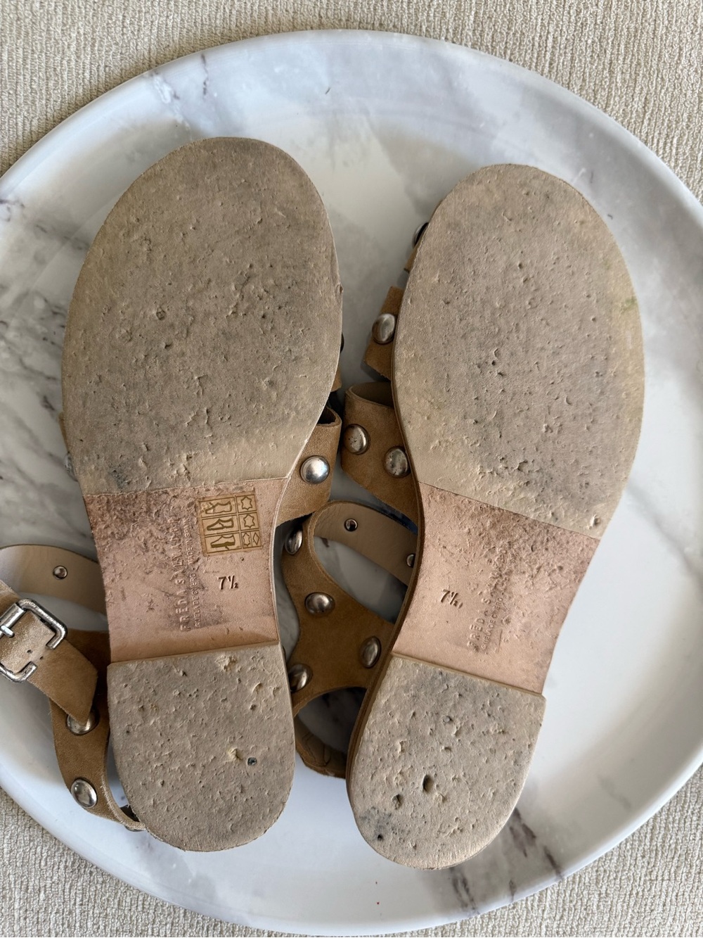 Freda Salvador Sera Fisherman Sandal Stucco Suede with Silver Studs - Picture 4 of 4